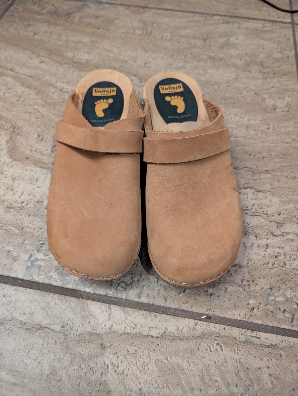 Vollsjo Swedish Design Clogs Suede Leather Wooden Slip On Shoes Womens  39/US 9